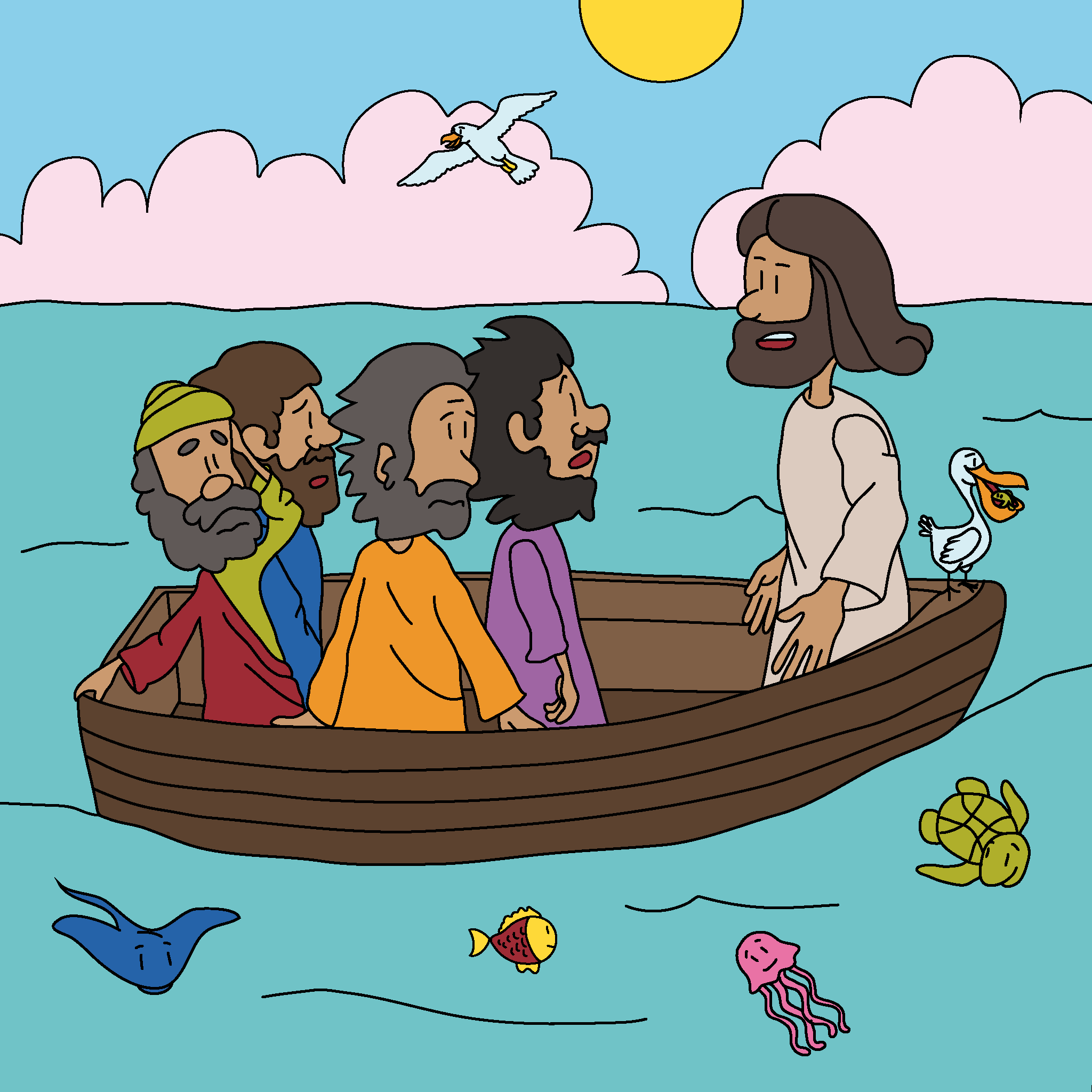 Jesús calma el mar embravecido