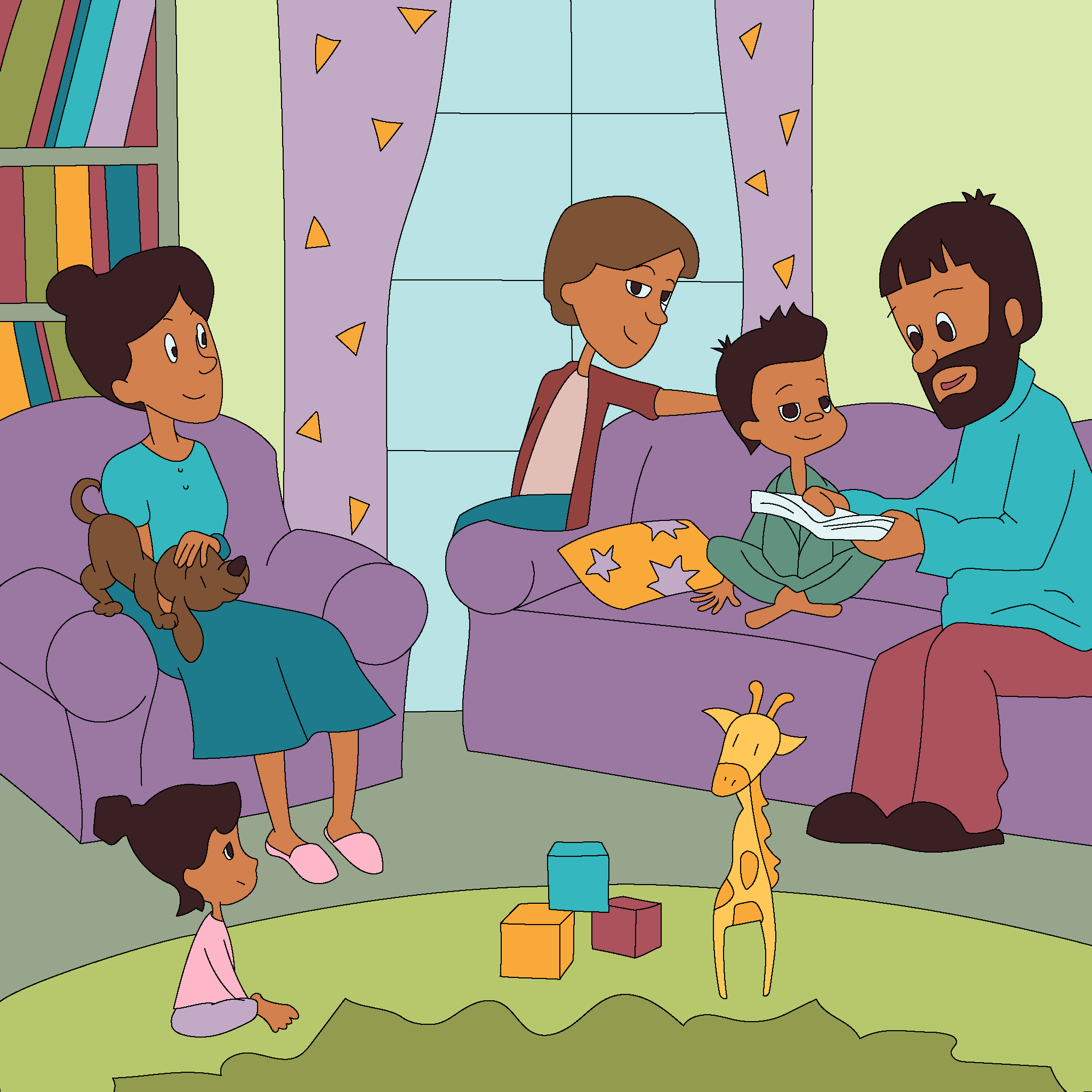 Una familia lee la Biblia junta