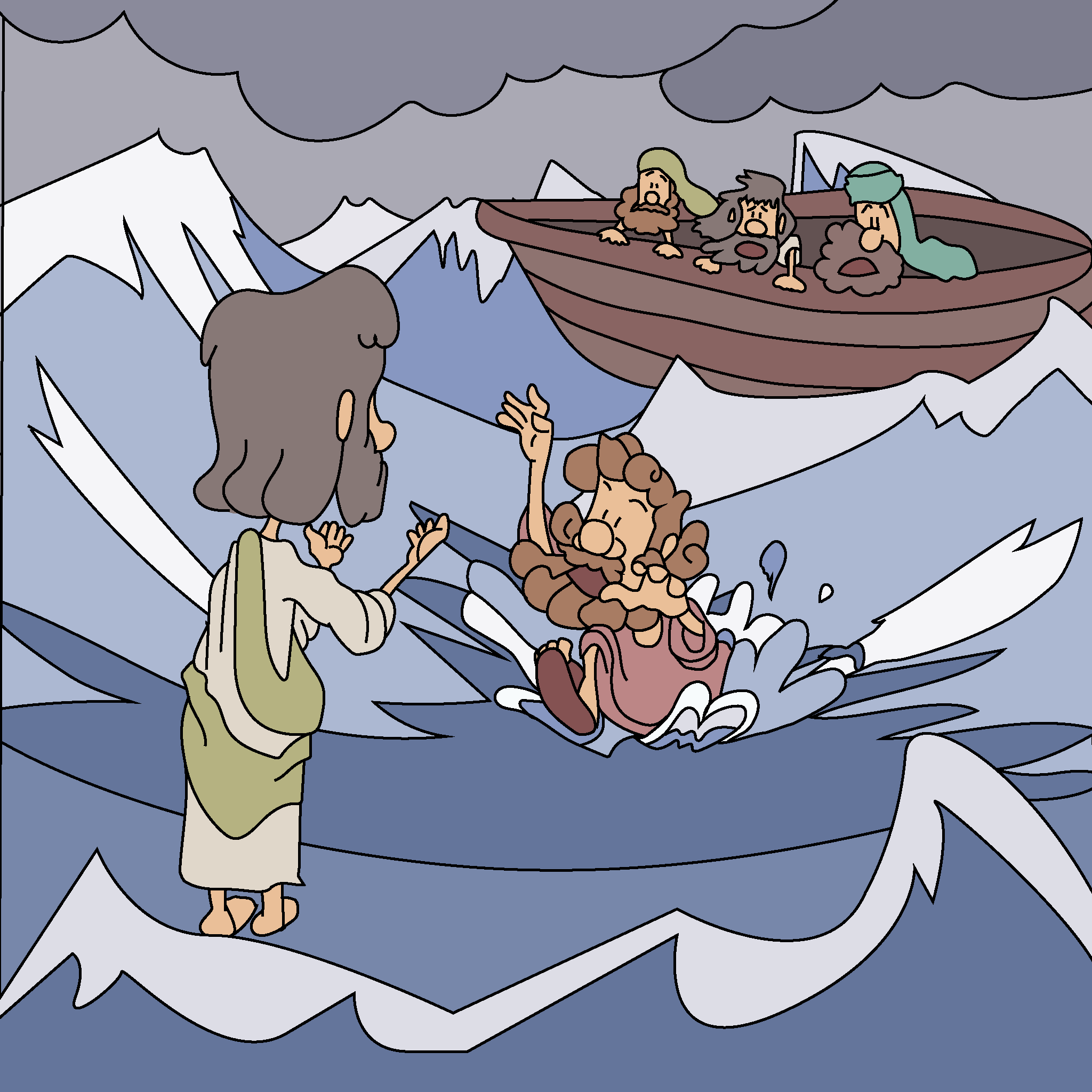Jesus saves Peter from sinking