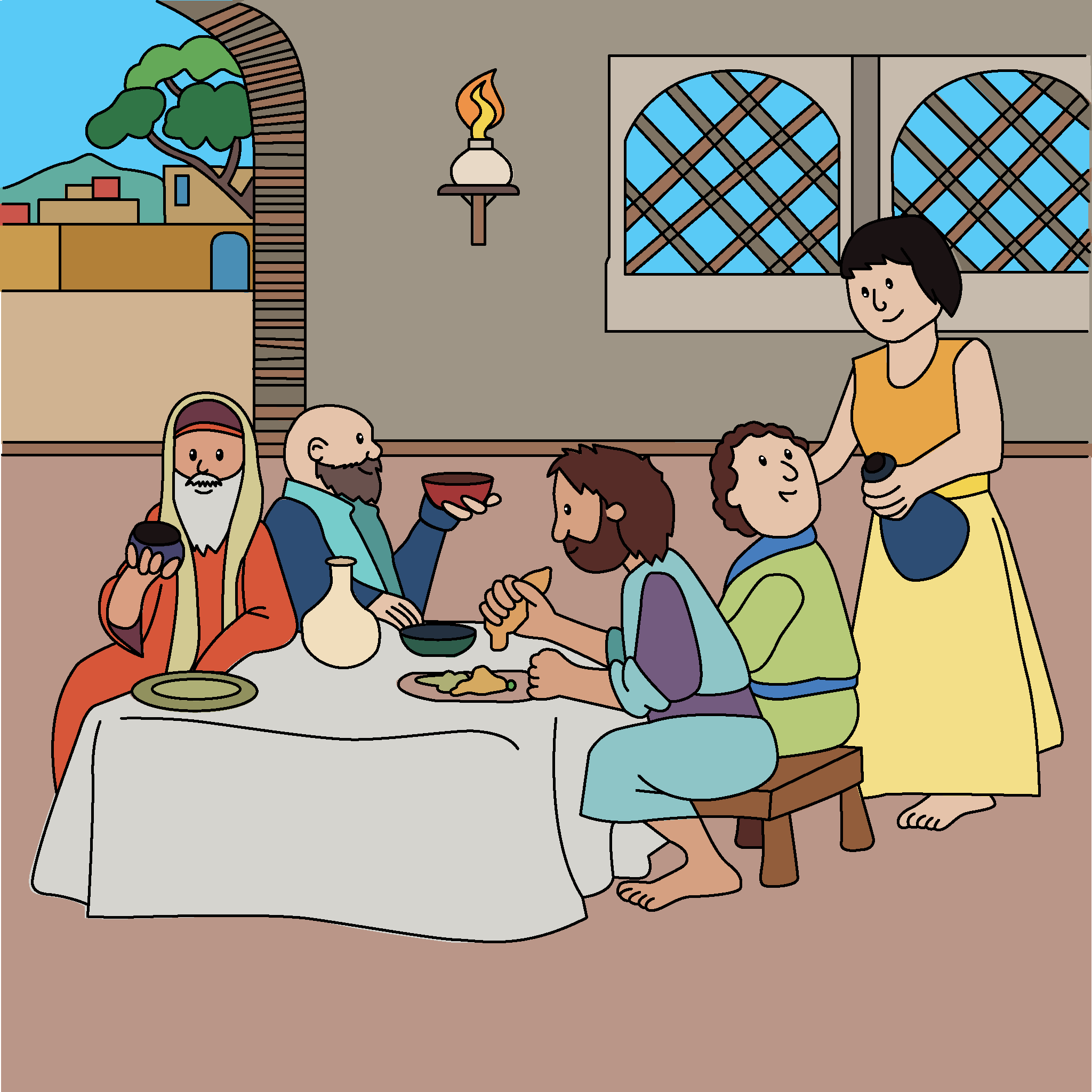 Jesus isst bei Petrus zu Hause
