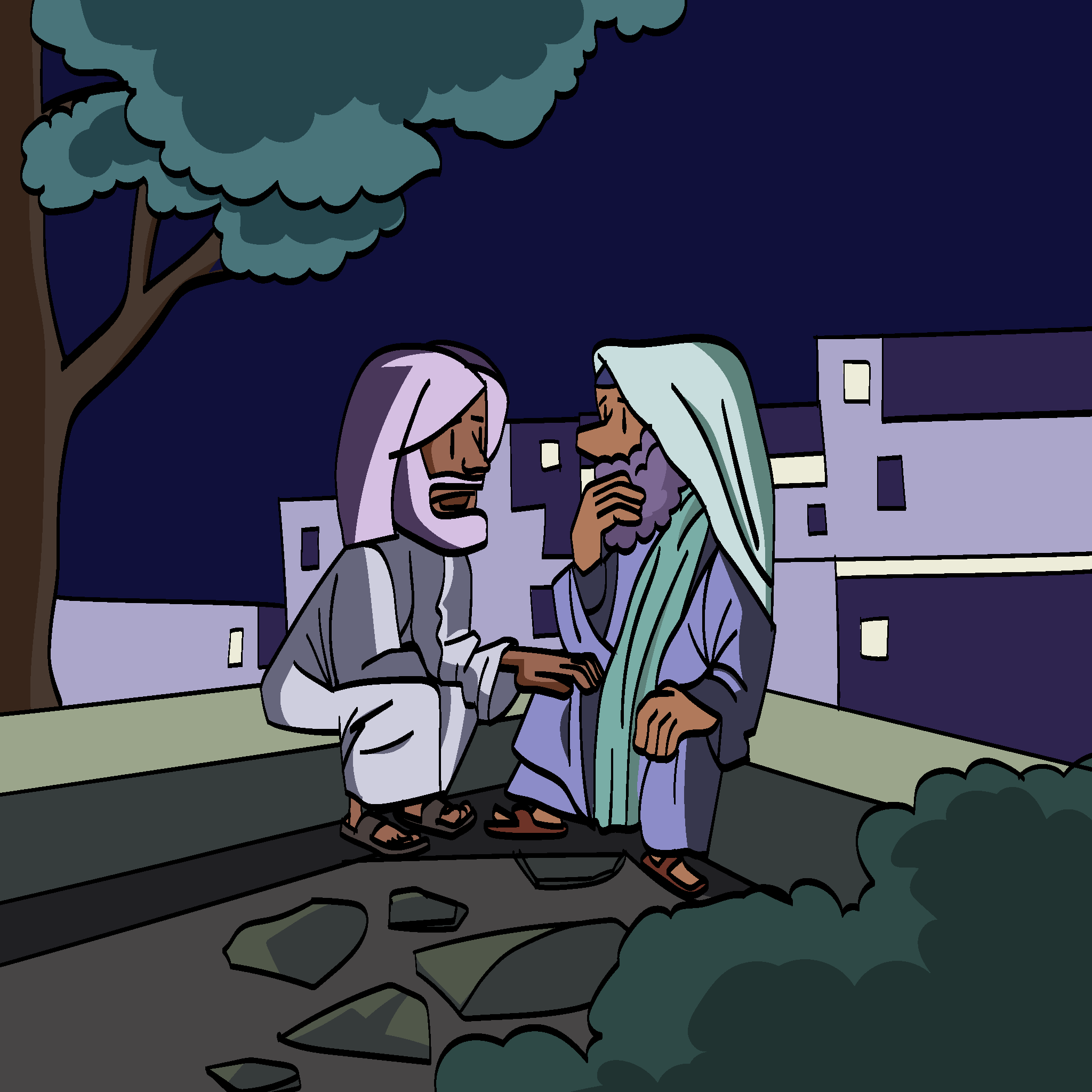 Jesus spricht nachts mit Nikodemus