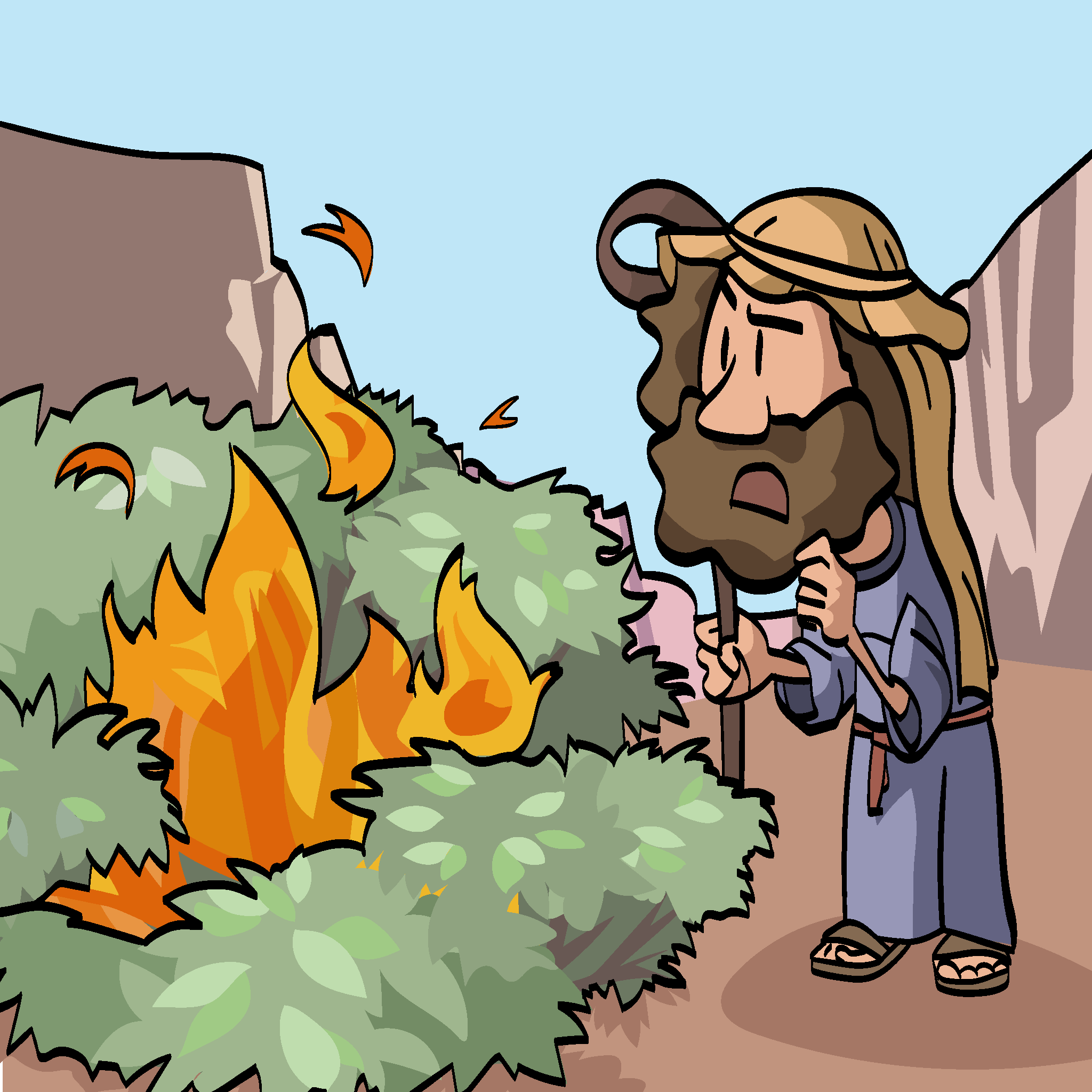 Mose sieht das Wunder des brennenden Busches