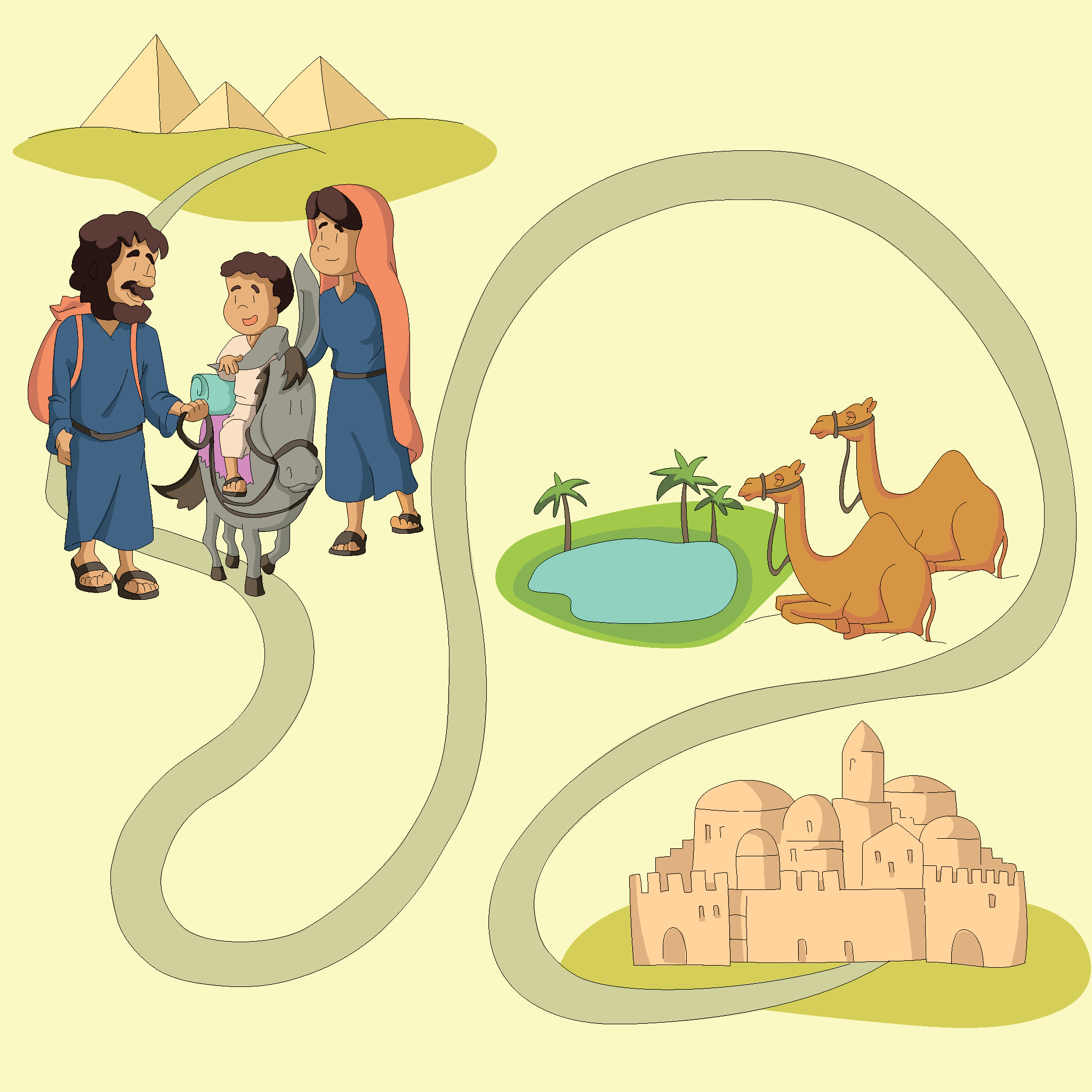 Mary, Joseph, and Jesus escape to Egypt