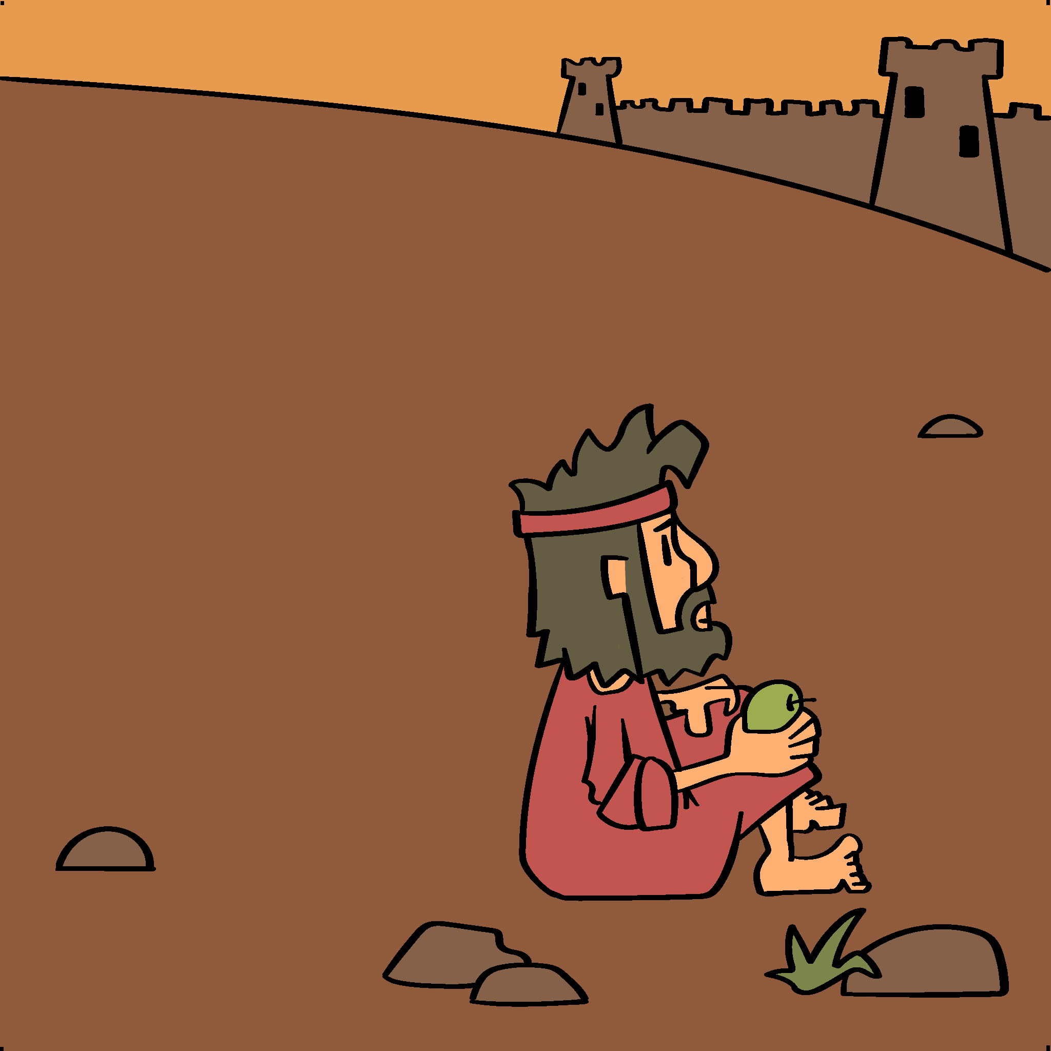 Jonás se sienta bajo la planta de Dios