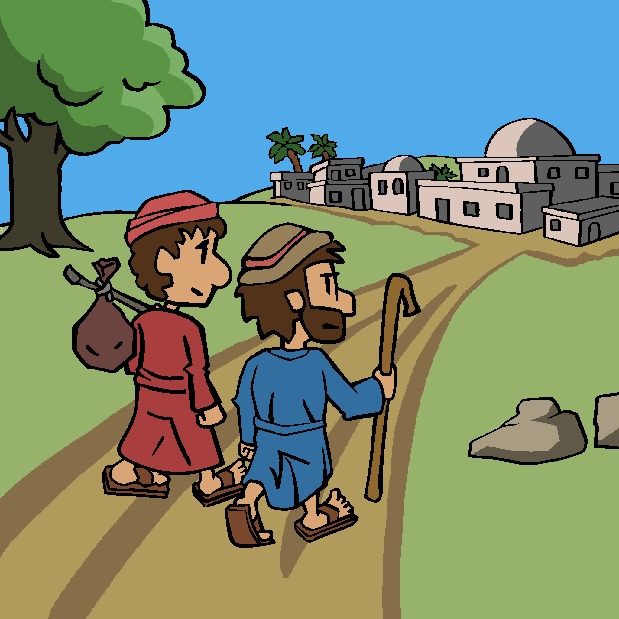 Zwei Jünger gehen nach Emmaus