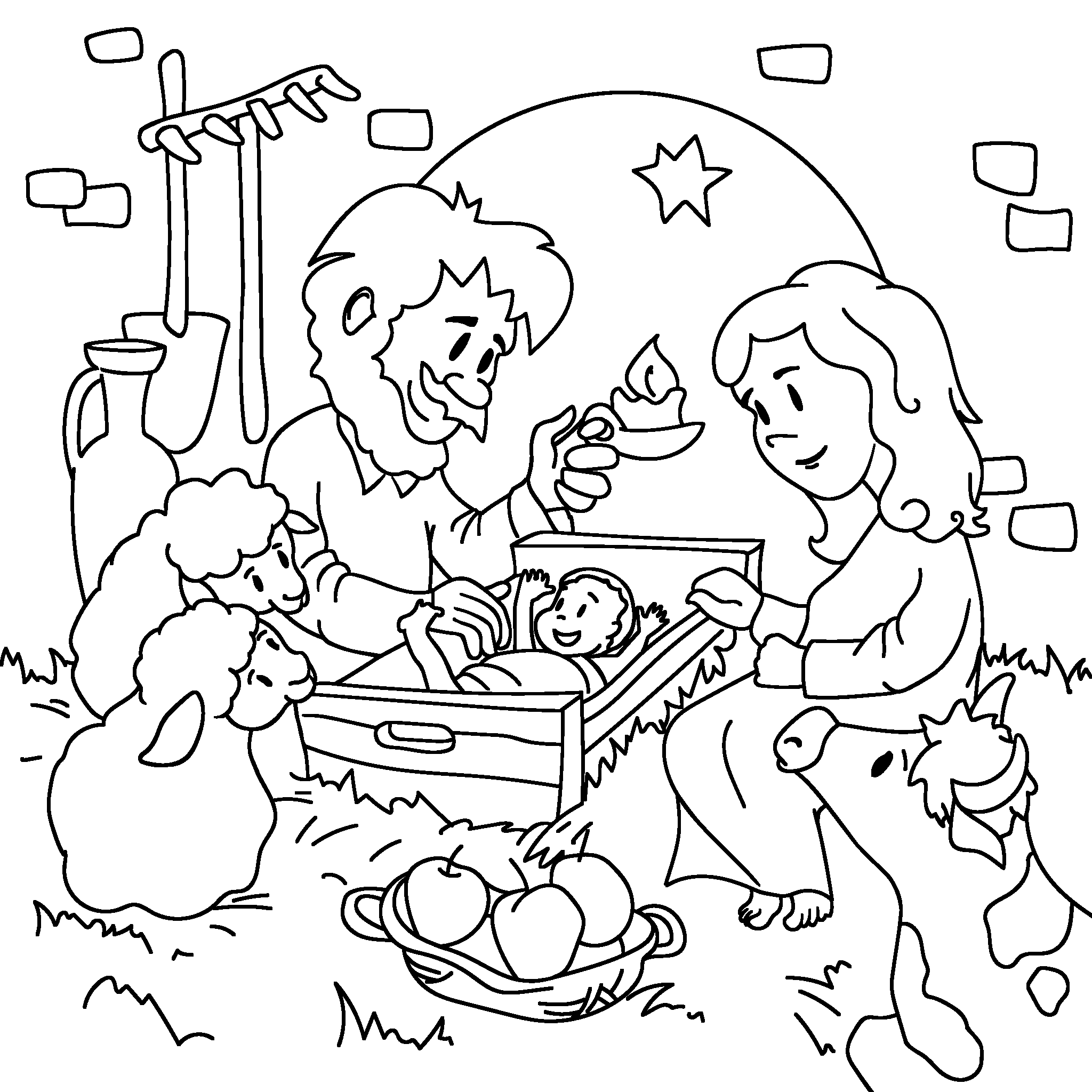 Jesús, María y José en Navidad