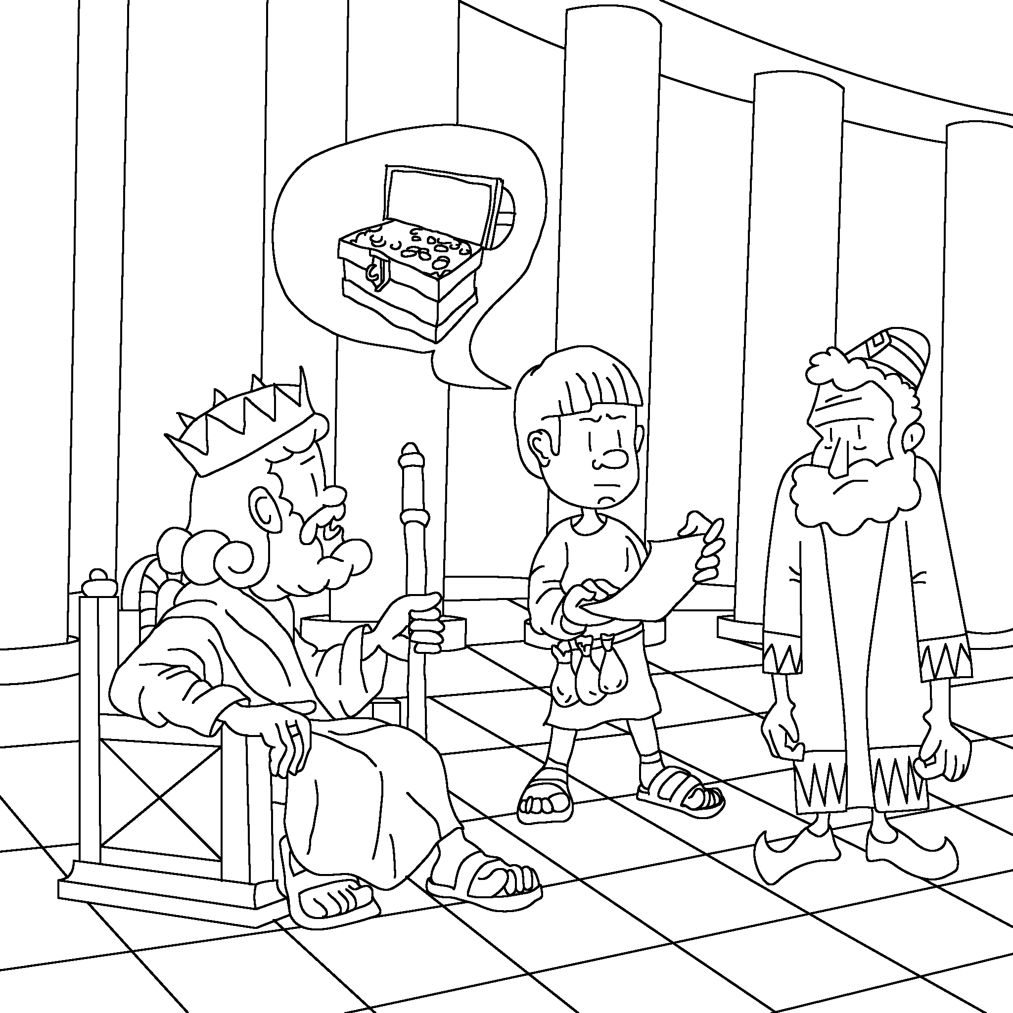 The King forgives his servant's debt.