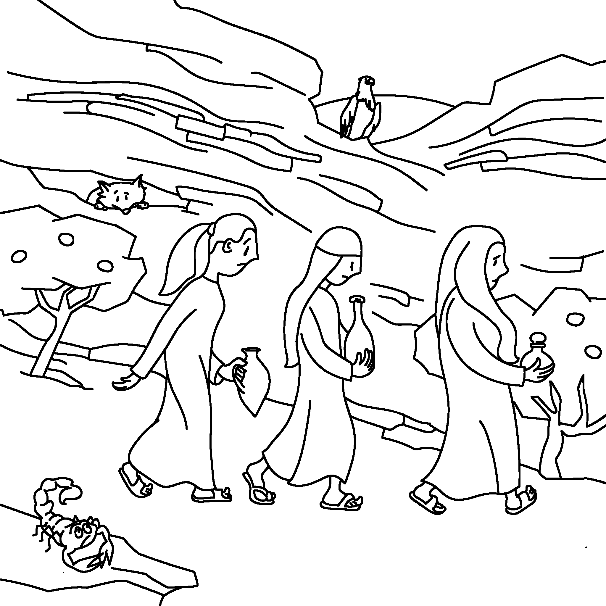 Women bring spices to Jesus' tomb
