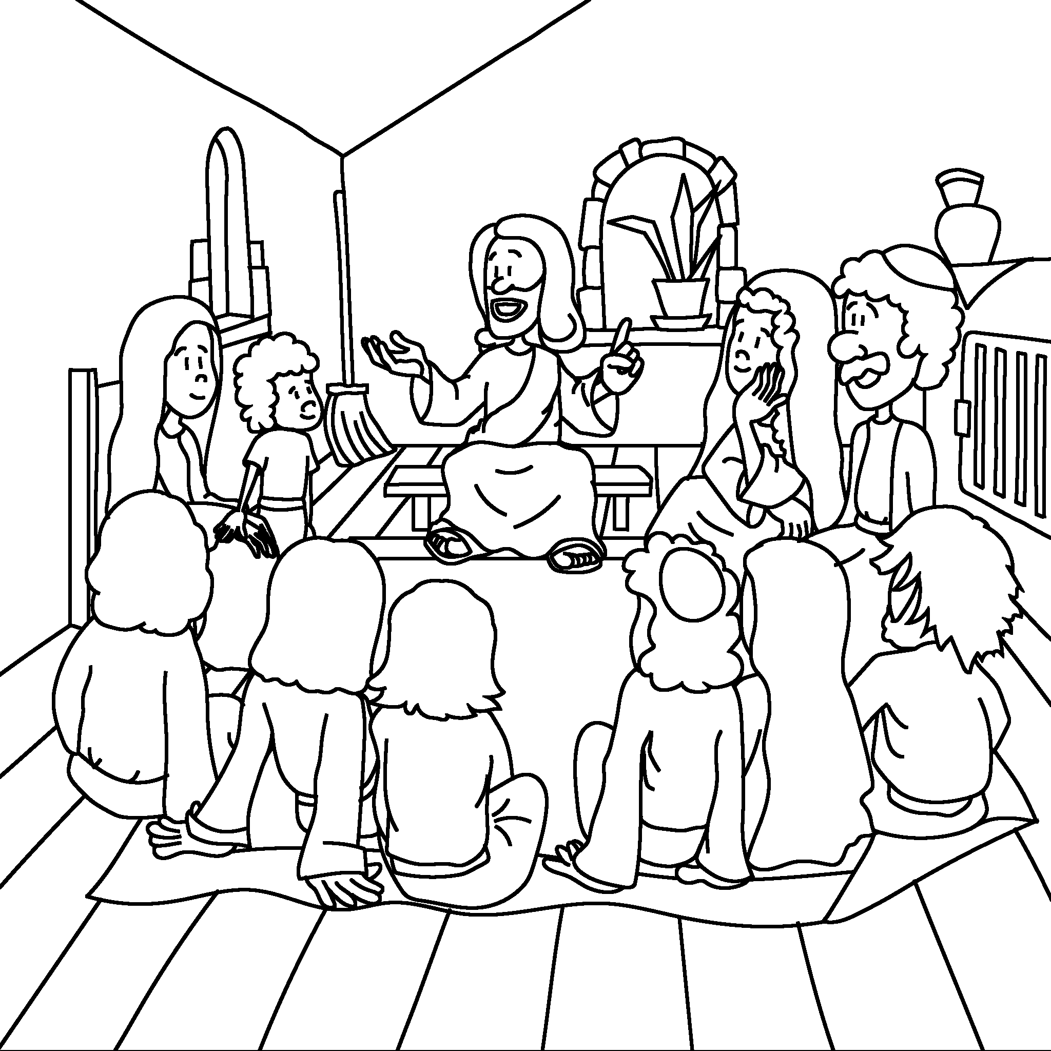 Jesus lehrt eine Menschenmenge.