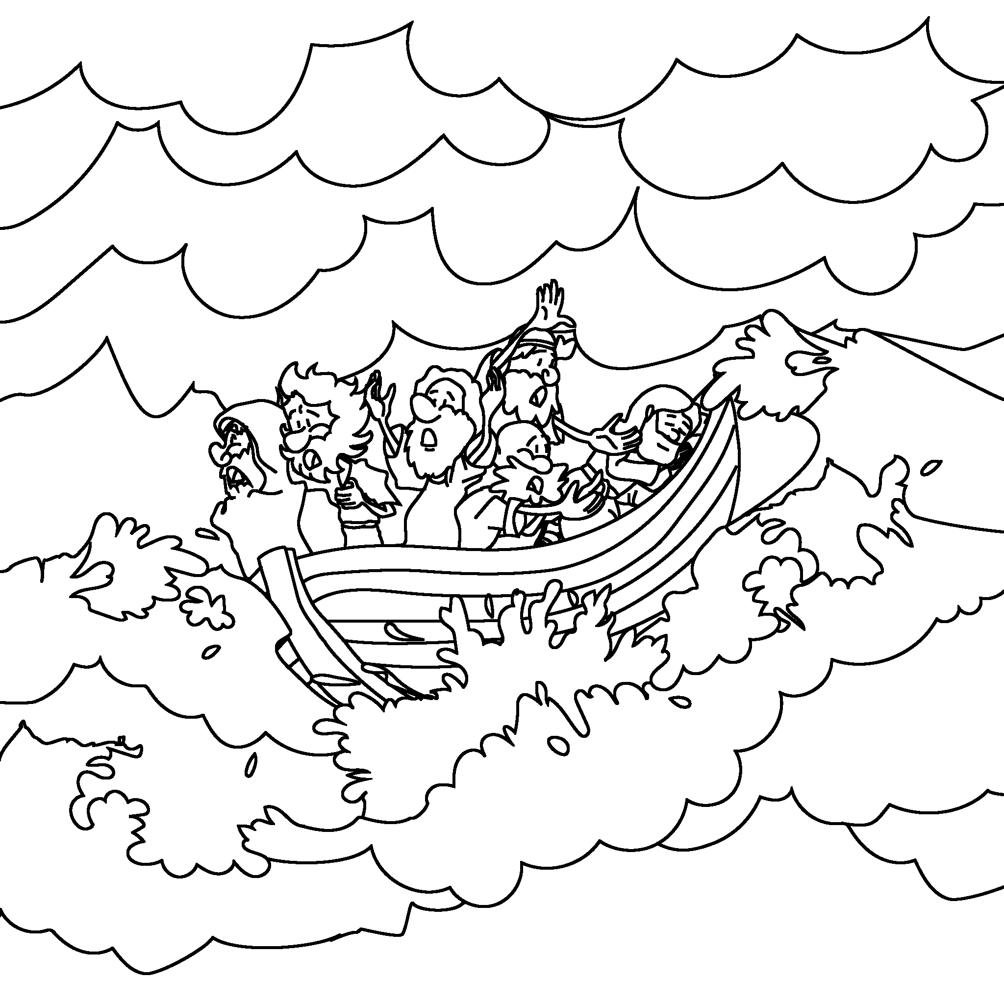 Jesus calms the stormy sea