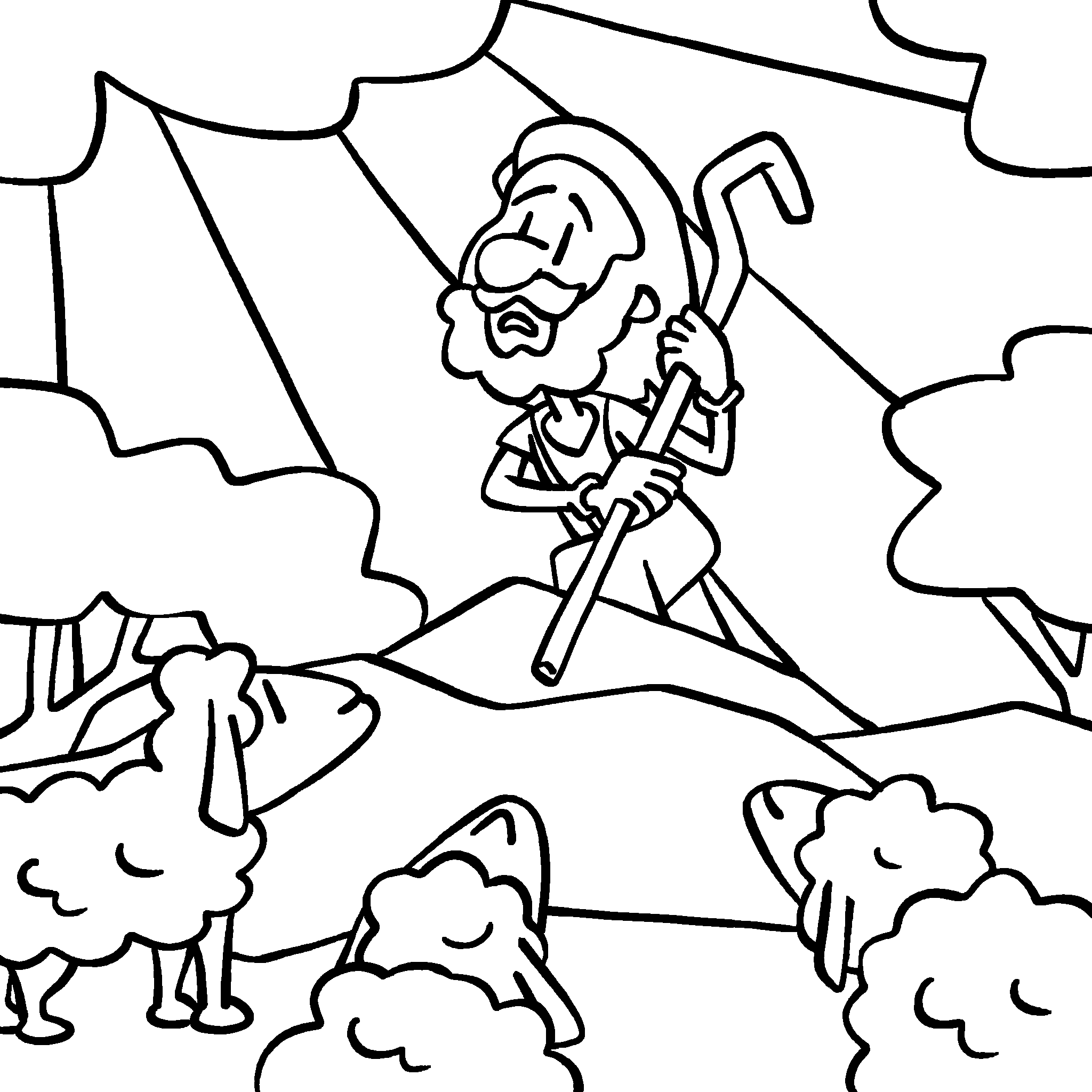 Abraham talks to God with sheep.