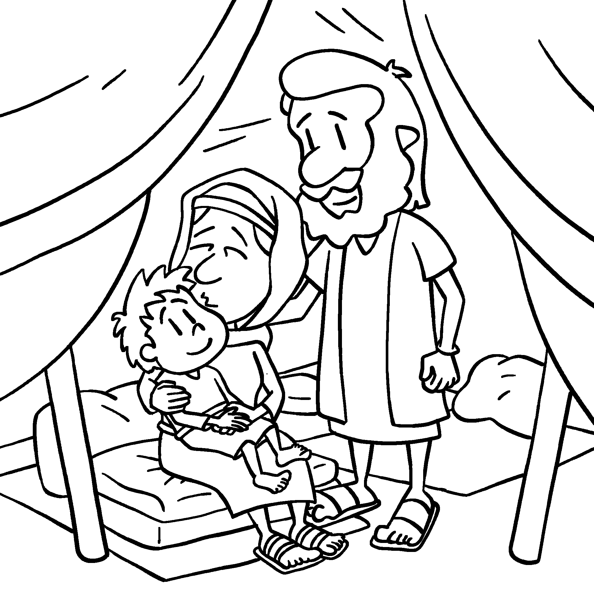 Abraham und Saras Baby Isaak.