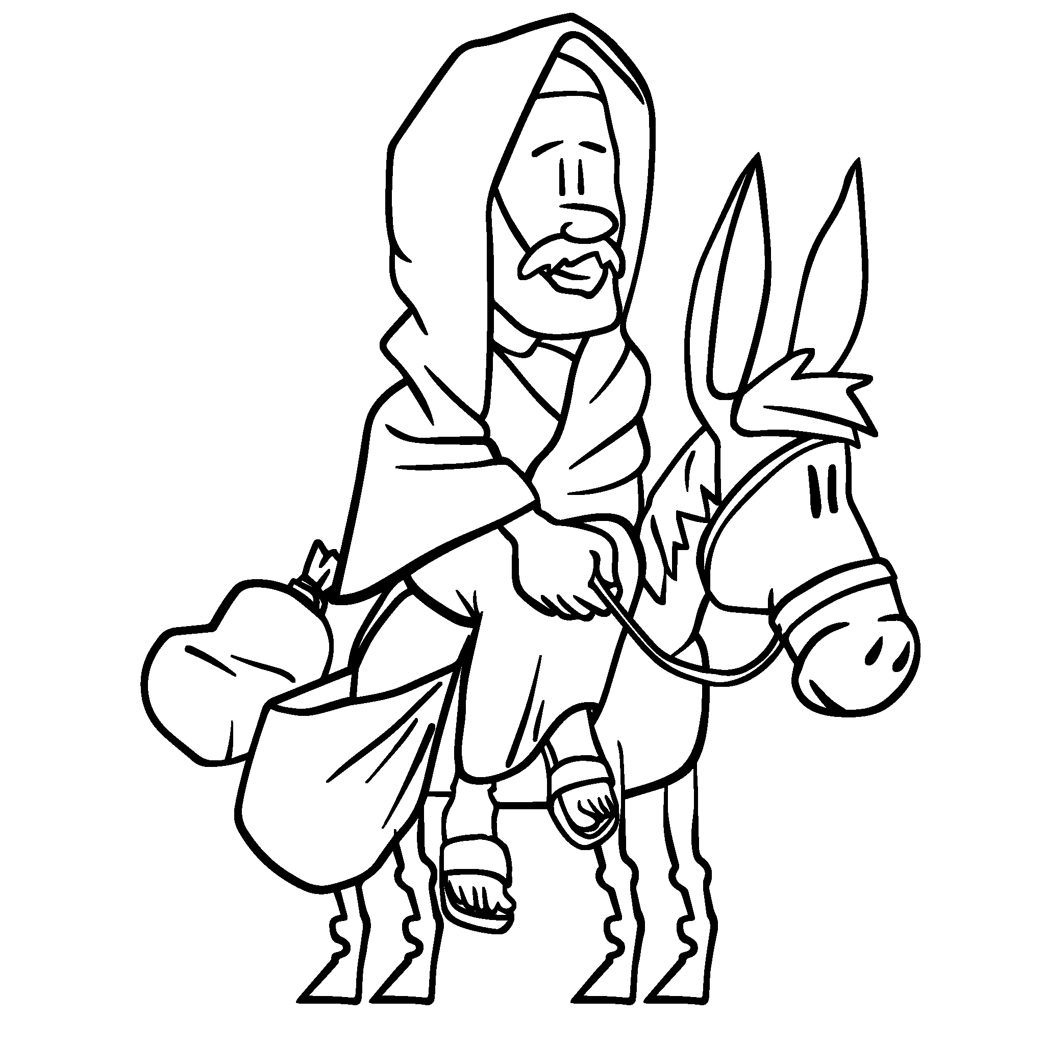 Good Samaritan rides his donkey